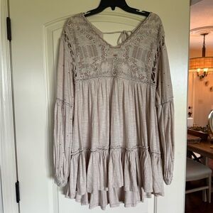 Free People Cream Textured Dress